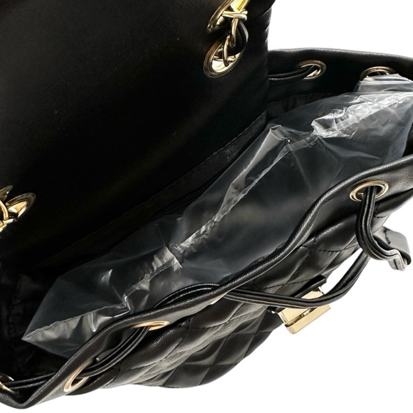 NWT Badgley Mischka Micro Mini Quilted Backpack Black - Picture 3 of 4